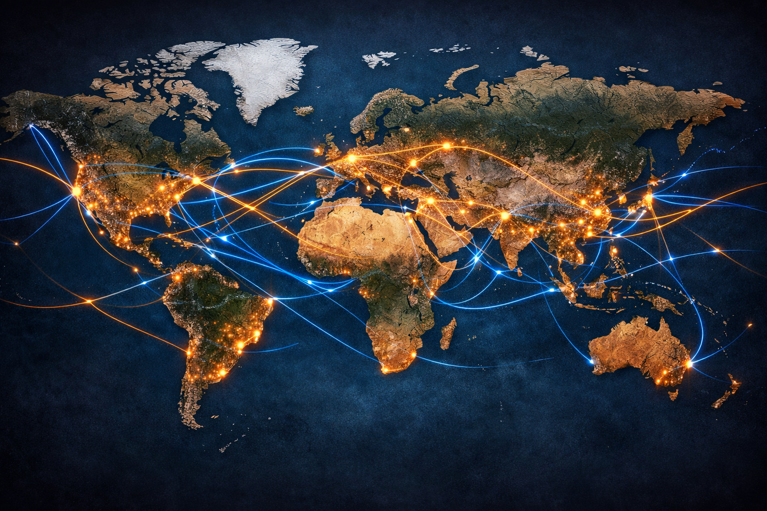 World map showing RETAILNOVA global trade routes